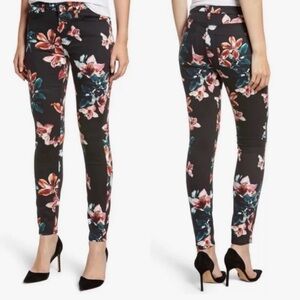 7 for all Mankind Black Floral Ankle Jeans